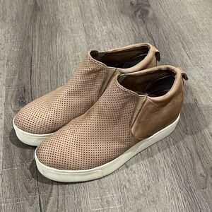 Women’s J/SLIDES 8.5 Tan Leather Platform Sneaker Boots Booties